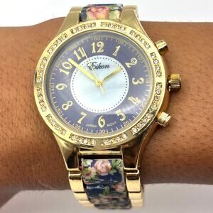 Gold & Blue Floral Eikon Men's Watch